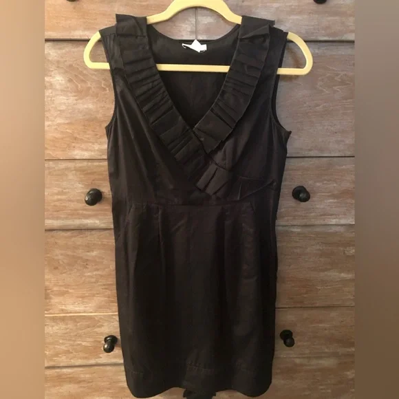 loft black ruffle dress Layered Ruffle Halter Dress With Decorative Neckline Flower main image 0